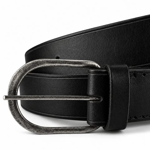 LEATHER BELT, BLACK