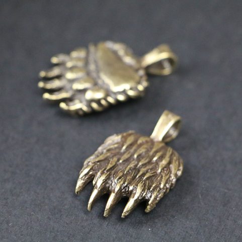 BEAR PAW PENDANT, ZINC, ANTIQUE BRASS