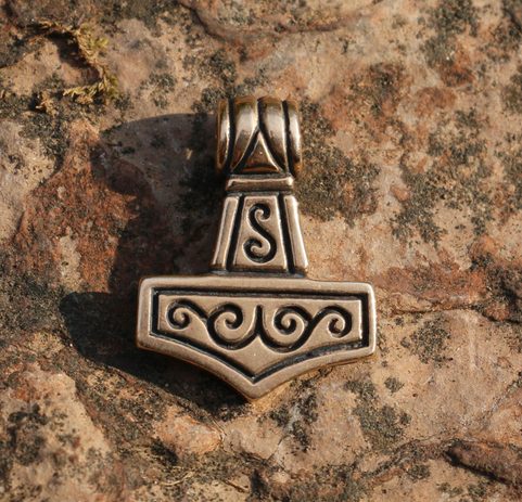 THOR'S HAMMER II, SMALL, BRONZE PENDANT