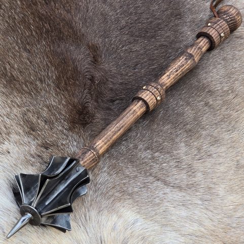 MASSE MÉDIÉVALE AVEC MANCHE EN BOIS, RÉPLIQUE DÉCORATIVE