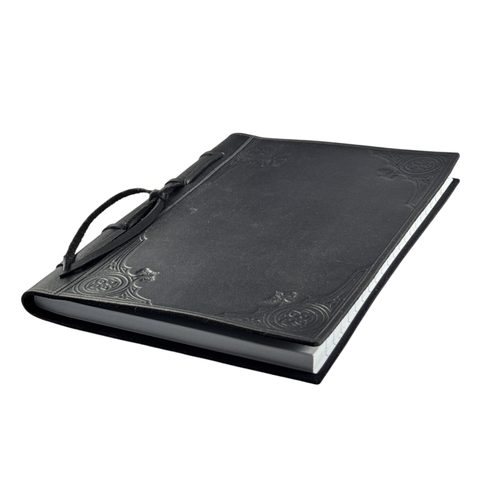 GOTHIC, LEATHER NOTEBOOK, LINED, BLACK