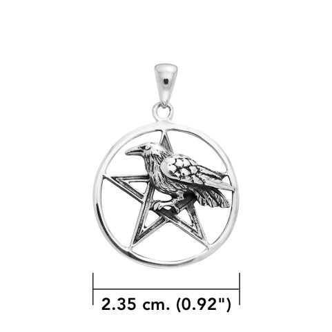PENTACLE WITH RAVEN, SILVER PENDANT
