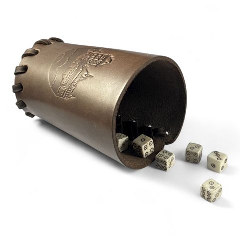 LEATHER CUP FOR DICE BROWN