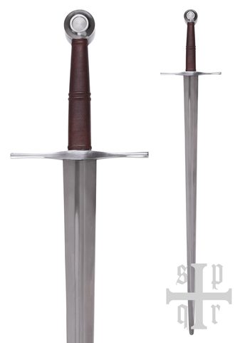 MEDIEVAL BASTARD SWORD WITH SCABBARD, BLUNT