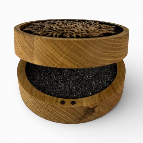 BOÎTE EN CHÊNE MOLDAVITE POUR COLLECTIONNEURS DE PIERRES, MOLDAVITE ET BRACELETS