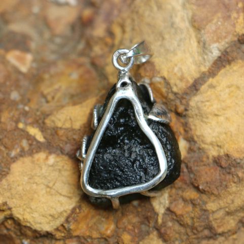 GABRETA MOLDAVITE SILVER PENDANT