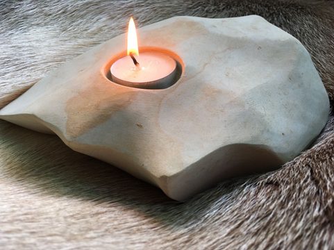 FIRE IN THE ROCKS, NATURAL HANDMADE CANDLE HOLDER