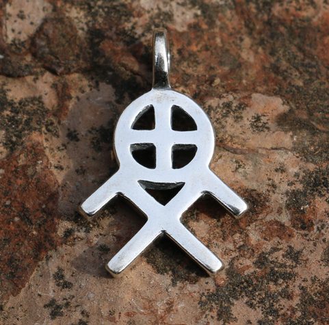 SUN AND HEAVENLY HORSES SYMBOL, SILVER PENDANT