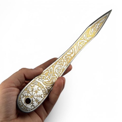ARROW ETCHED THROWING KNIFE VEGVÍSIR, GOLD EDITION - 1 PIECE