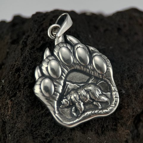 BEAR - BEAR TRACK, PENDANT, SILVER 925/1000 12G