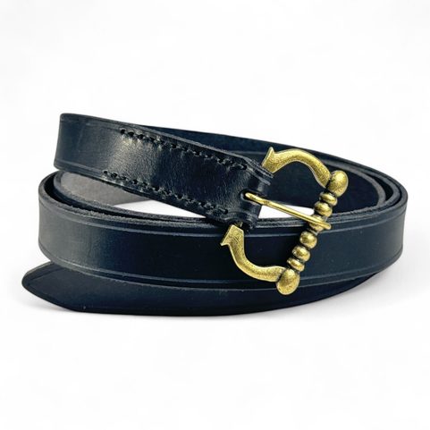 BOHEMIA MEDIEVAL LEATHER BELT BLACK, BRASS COLOUR