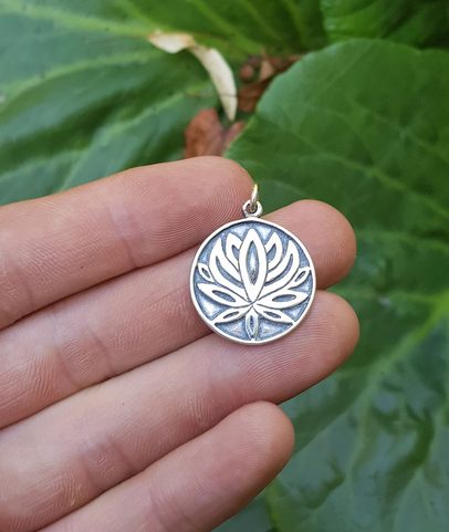 SACRED LOTUS FLOWER, SILVER PENDANT