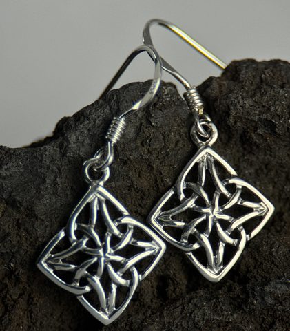 NŒUD CELTIQUE, BOUCLES D'OREILLES EN ARGENT 925/1000