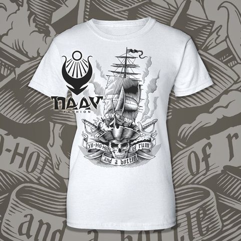 YO-HO-HO! AND A BOTTLE OF RUM - PIRATE T-SHIRT FOR WOMEN