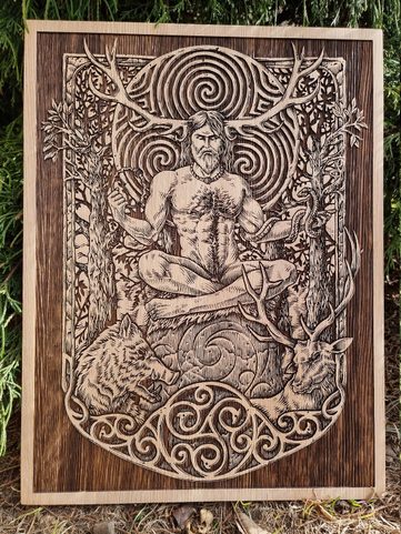 CERNUNNOS WANDDEKORATION, HOLZ