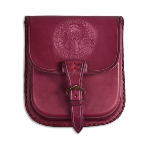 ALBA, SCOTTISH THISTLE, LEATHER BELT BAG - RED
