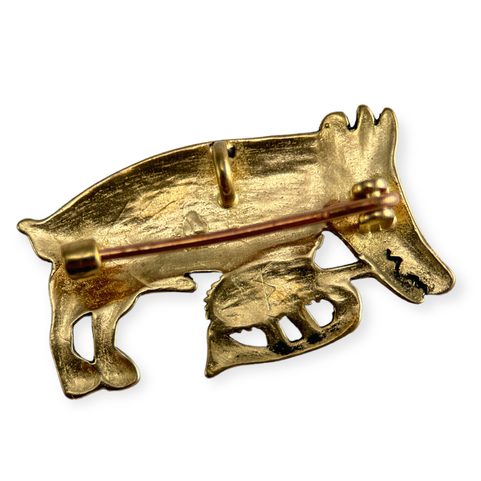 COCHON CORNEMUSEUR - BROCHE MÉDIÉVALE EN BRONZE