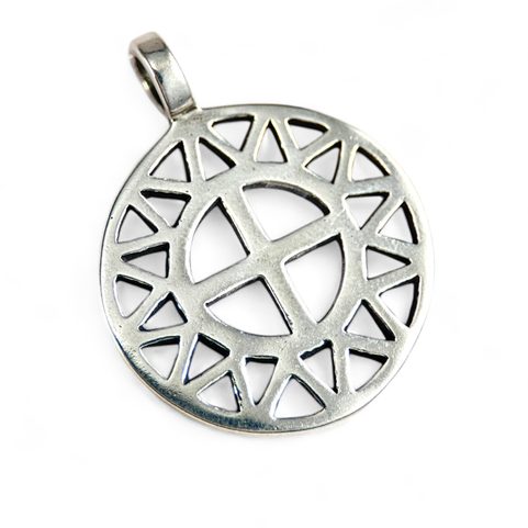 SUN AND CROSS, SILVER PENDANT