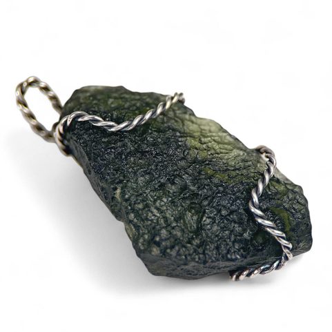 MUSA, COLLIER - MOLDAVITE, ARGENT 925/1000