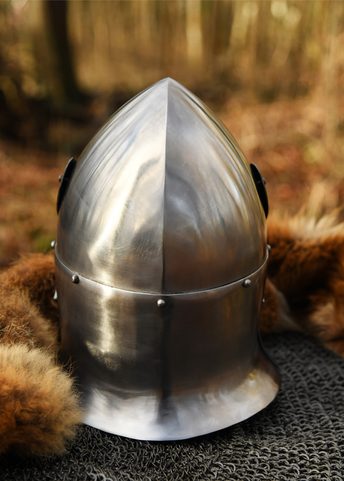 CASQUE À COQUE AVEC VISIÈRE RABATTABLE, ACIER 1,6 MM