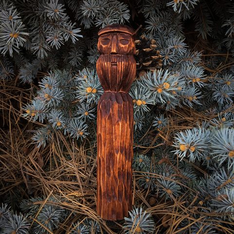 SVETOVID, SLAVIC GOD, CARVED STATUE, LIME