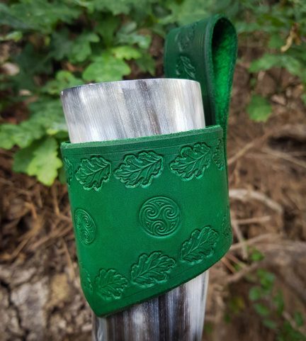 FEUILLE, PORTE-CORNE EN CUIR, VERT