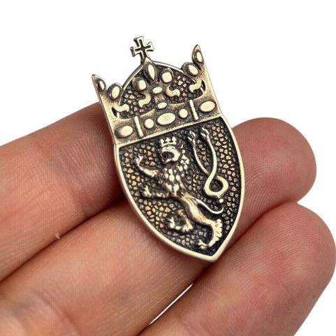 ST. WENCESLAS CROWN - CZECH LION, PENDANT, BRONZE