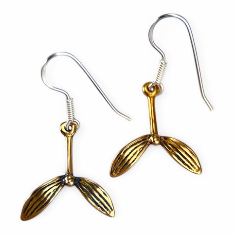 DRUID MISTLETOE, EARRINGS, BRONZE