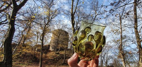 MEDIEVAL GOBLET - BOHEMIA, GREEN FOREST GLASS