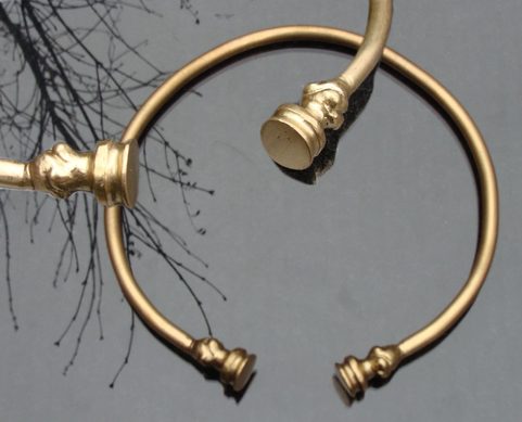 CELTIC TORC, DECORATED, BRASS