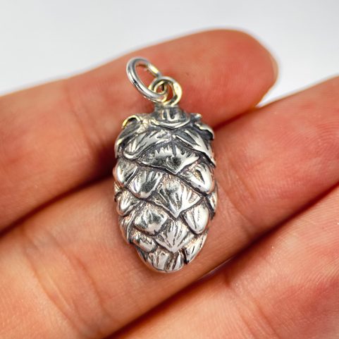 HOPS - HOP CONE, SILVER PENDANT