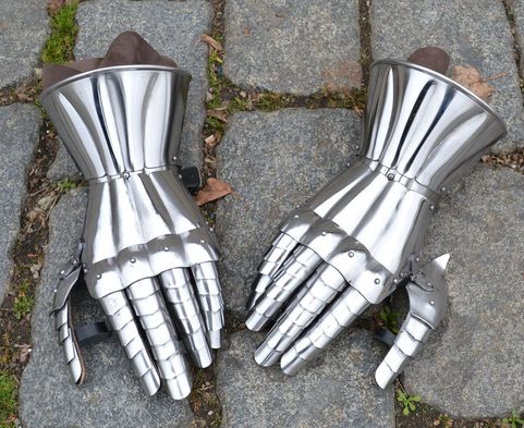 MEDIEVAL FINGER GAUNTELTS II, FOR SWORD FIGHT, POLISHED, CZECH TOP QUALITY
