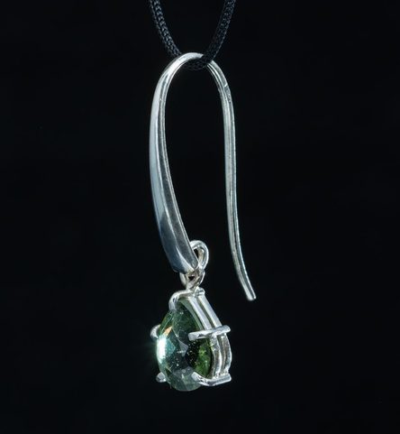 SINOPE, EARRINGS, FACETED MOLDAVITE JEWELRY, SILVER