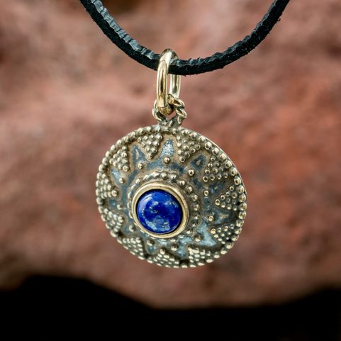 ISOLDA, LAPIS, BRONZE PENDANT