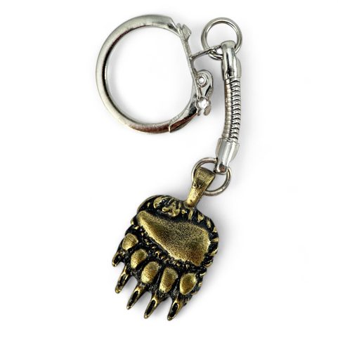 BEAR PAW KEYCHAIN, ZINC OLD BRASS