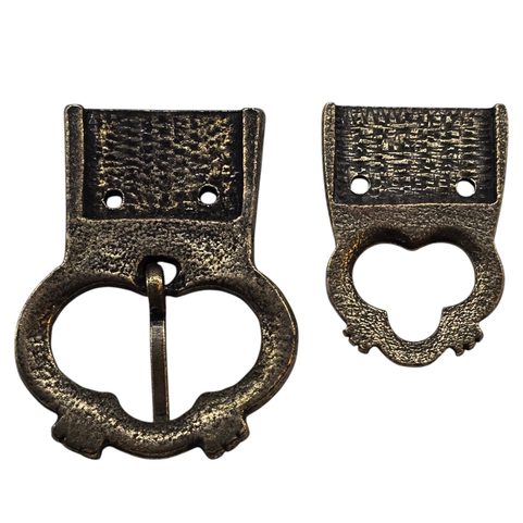 MEDIEVAL BELT BUCKLE AND BELT STARP END, ENGLAND, 14TH - 15TH CENTURY