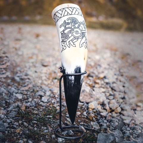 HUGINN AND MUNINN, VENDEL DRINKING HORN