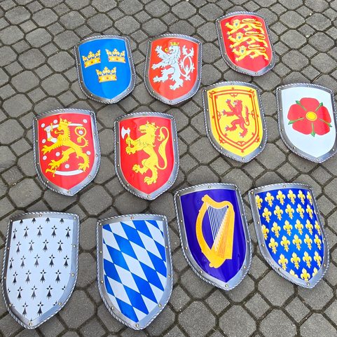 FRANCE, BOUCLIER MÉDIÉVAL - MÉTAL, FLEUR DE LIS, FAIT MAIN