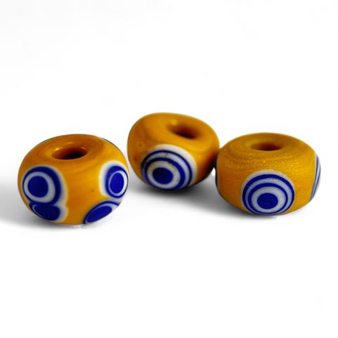 CELTIC GLASS BEAD, YELLOW WITH EYELETS, REPLICA