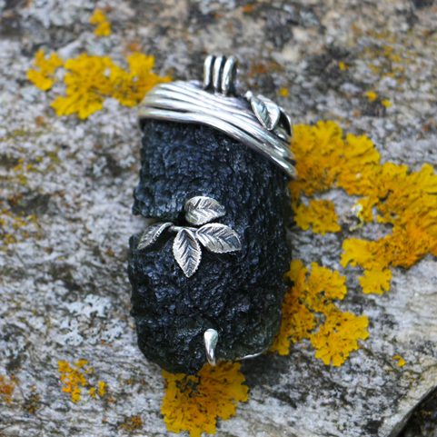 LESANA CZECH MOLDAVITE STERLING SILVER PENDANT