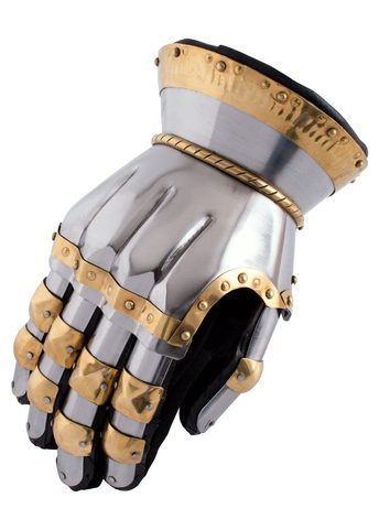 MEDIEVAL HOURGLASS GAUNTLETS CHURBURG, 1.2 MM STEEL AND BRASS