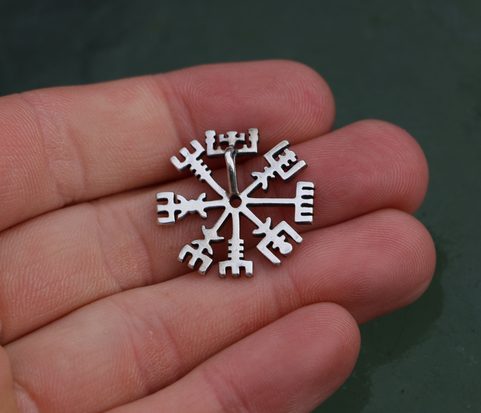 VEGVISIR, RUNE, PENDANT FOR PROTECTION, STERLING SILVER