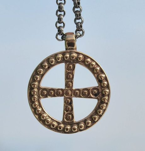 SLAVIC SOLAR CROSS, EMPIRE OF GREAT MORAVIA, BRONZE PENDANT