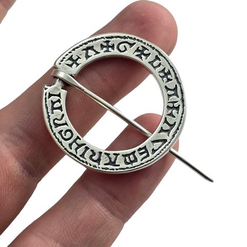 MEDIEVAL BROOCH, YEAR 1300, LOMBARD SCRIPT, SILVER 925/1000,13G