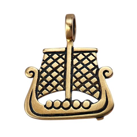 VIKING SHIP, BRONZE PENDANT