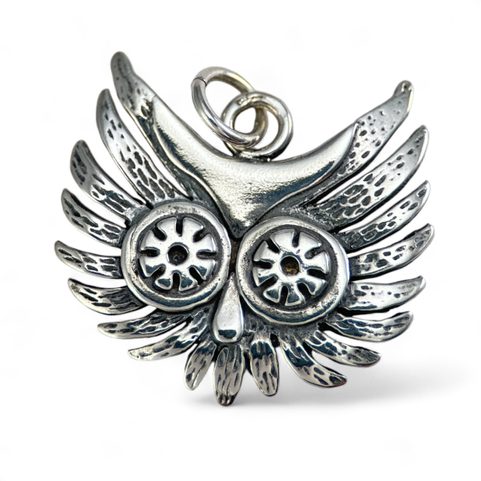 OWL - HEAD, PENDANT, SILVER