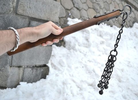 FLAIL, MEDIEVAL HUSSITE WEAPON, 14TH CENTURY, REPLICA
