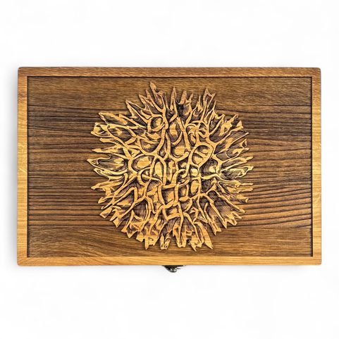 WOODEN BOX FOR MOLDAVITES, BOX MADE OF OAK WOOD