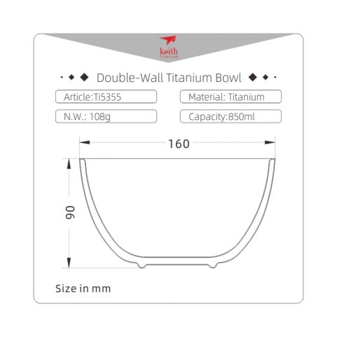 DOUBLE-WALL TITANIUM BOWL 850ML TI5355