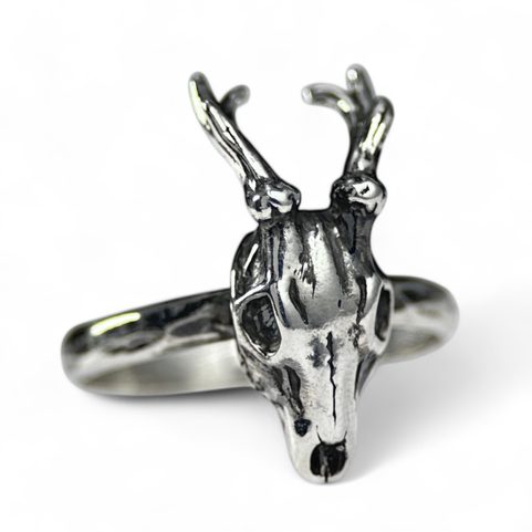 DEER - SKULL, RING SILVER